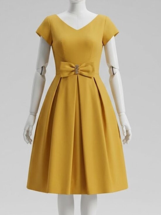 Union Label Dresses & Skirts - 1950s Union-Made Gold Satin Swing Dress